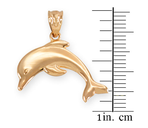 Solid Gold Jumping Dolphin Pendant Necklace, view 2