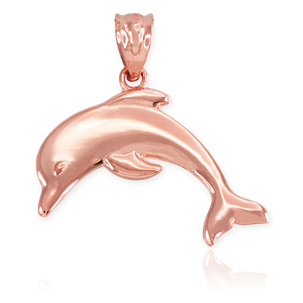 Solid Gold Jumping Dolphin Pendant Necklace, view 4
