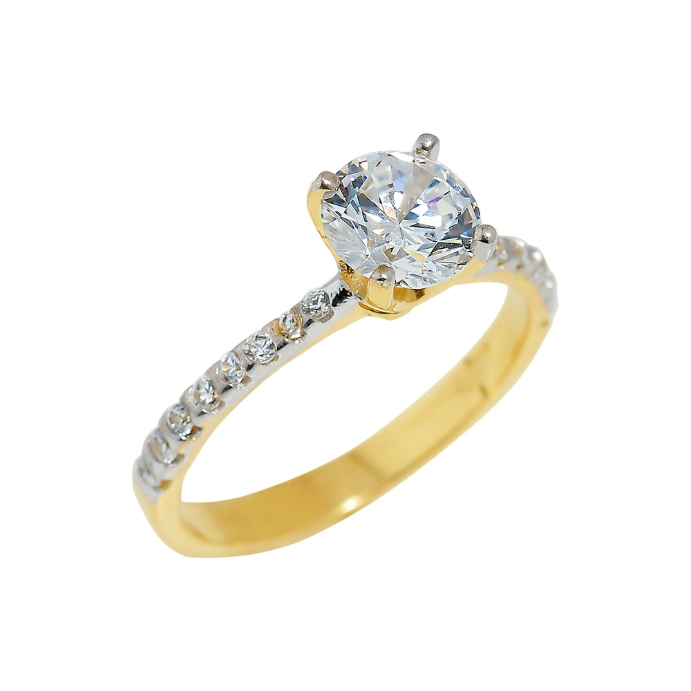 Solid Gold Ladies CZ Engagement Ring