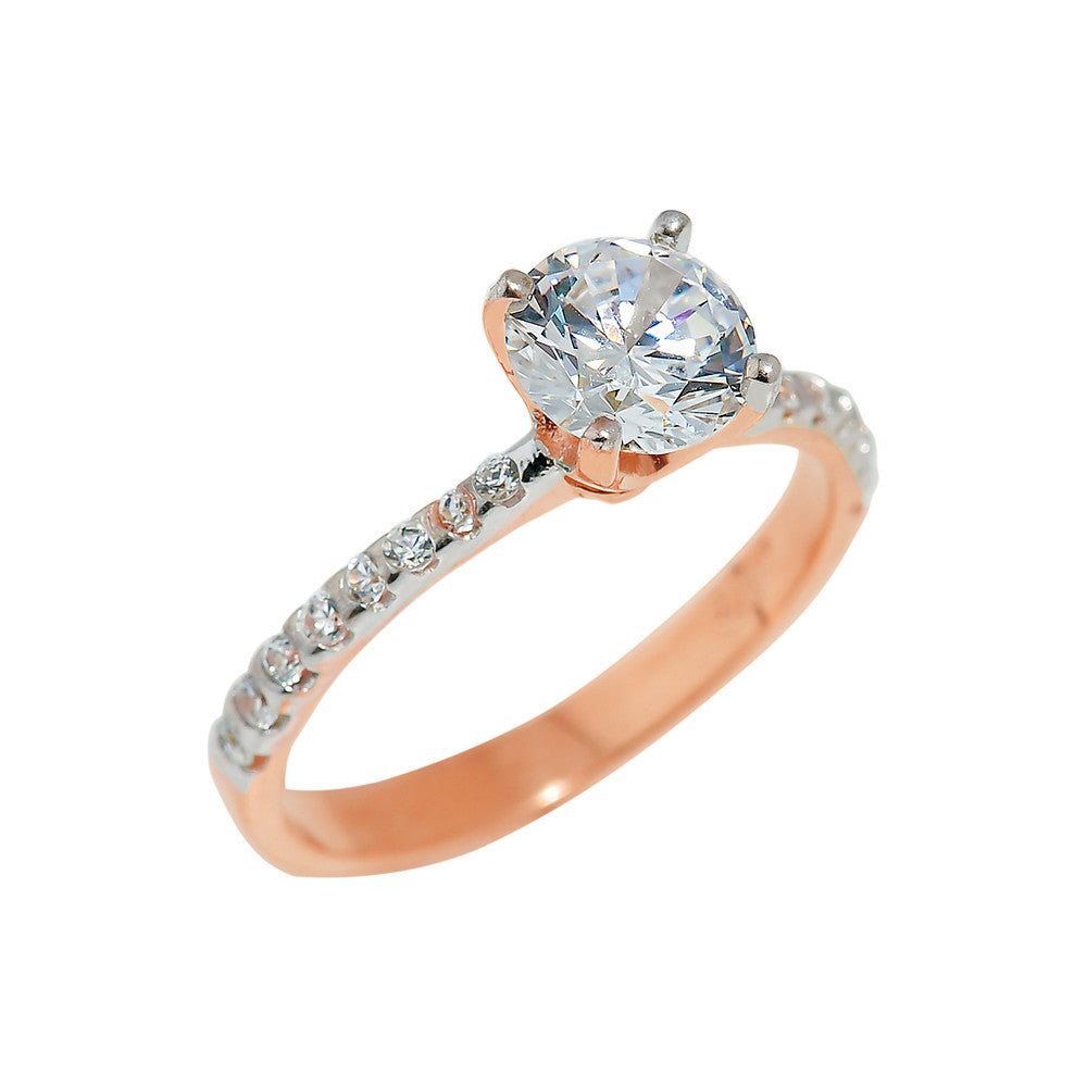 Solid Gold Ladies CZ Engagement Ring, view 2