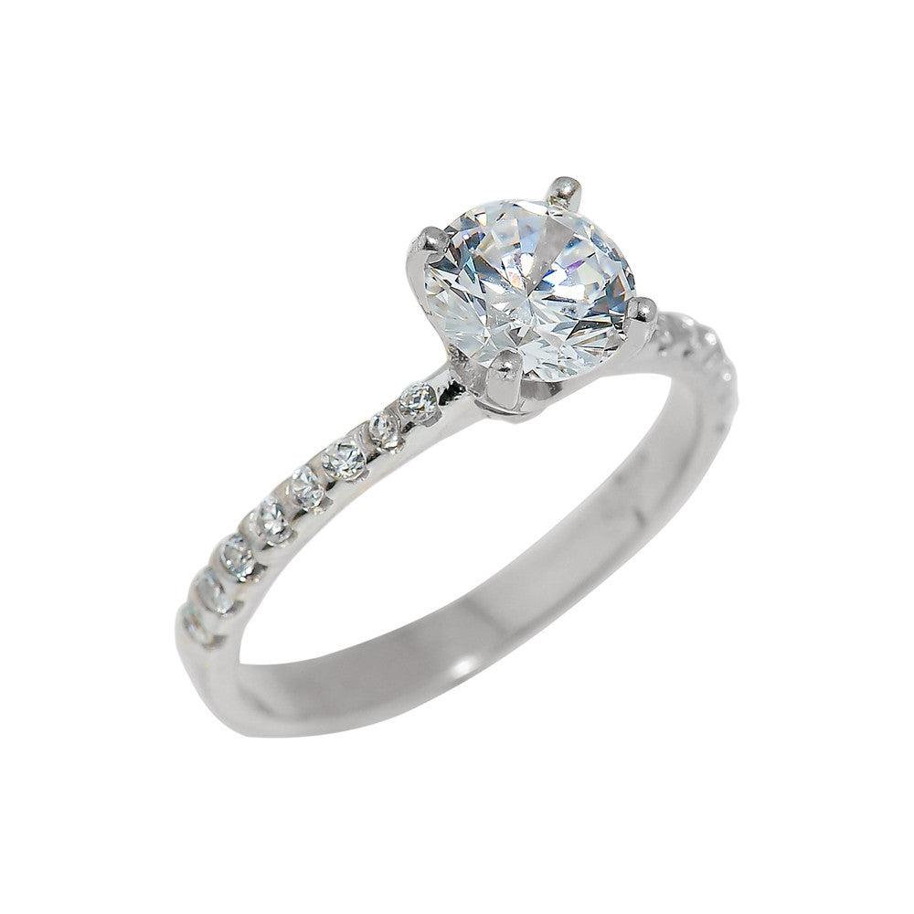 Solid Gold Ladies CZ Engagement Ring, view 3