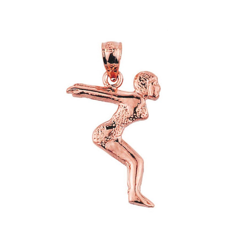 Solid Gold Lady Swimmer/Diver Charm Pendant, view 2