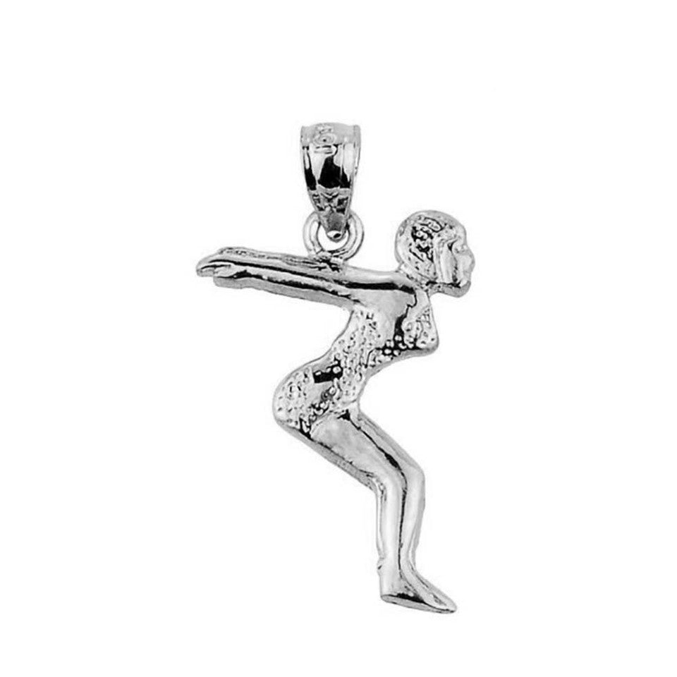 Solid Gold Lady Swimmer/Diver Charm Pendant, view 3