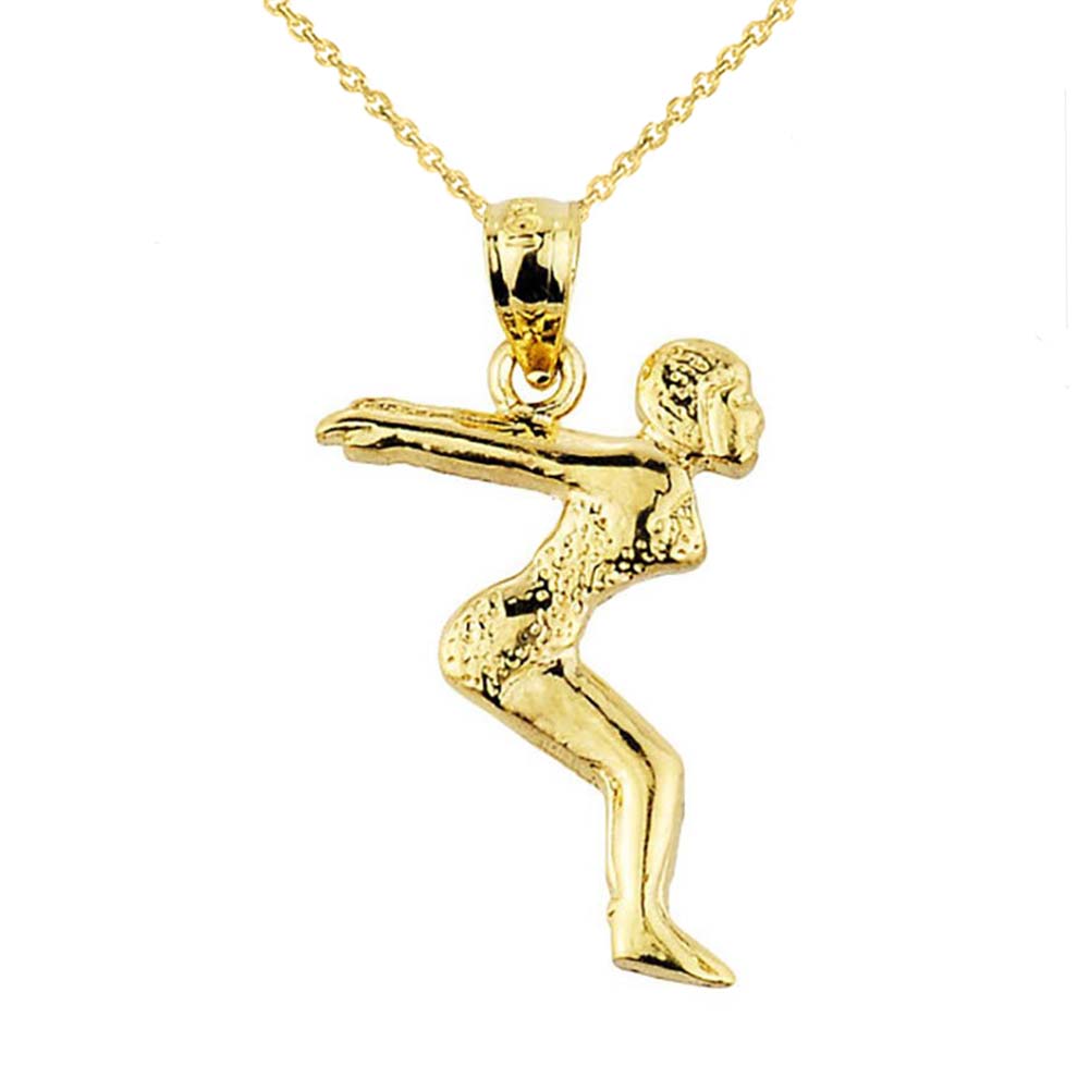 Solid Gold Lady Swimmer/Diver Charm Pendant, view 4