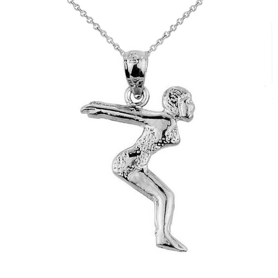 Solid Gold Lady Swimmer/Diver Charm Pendant, view 6