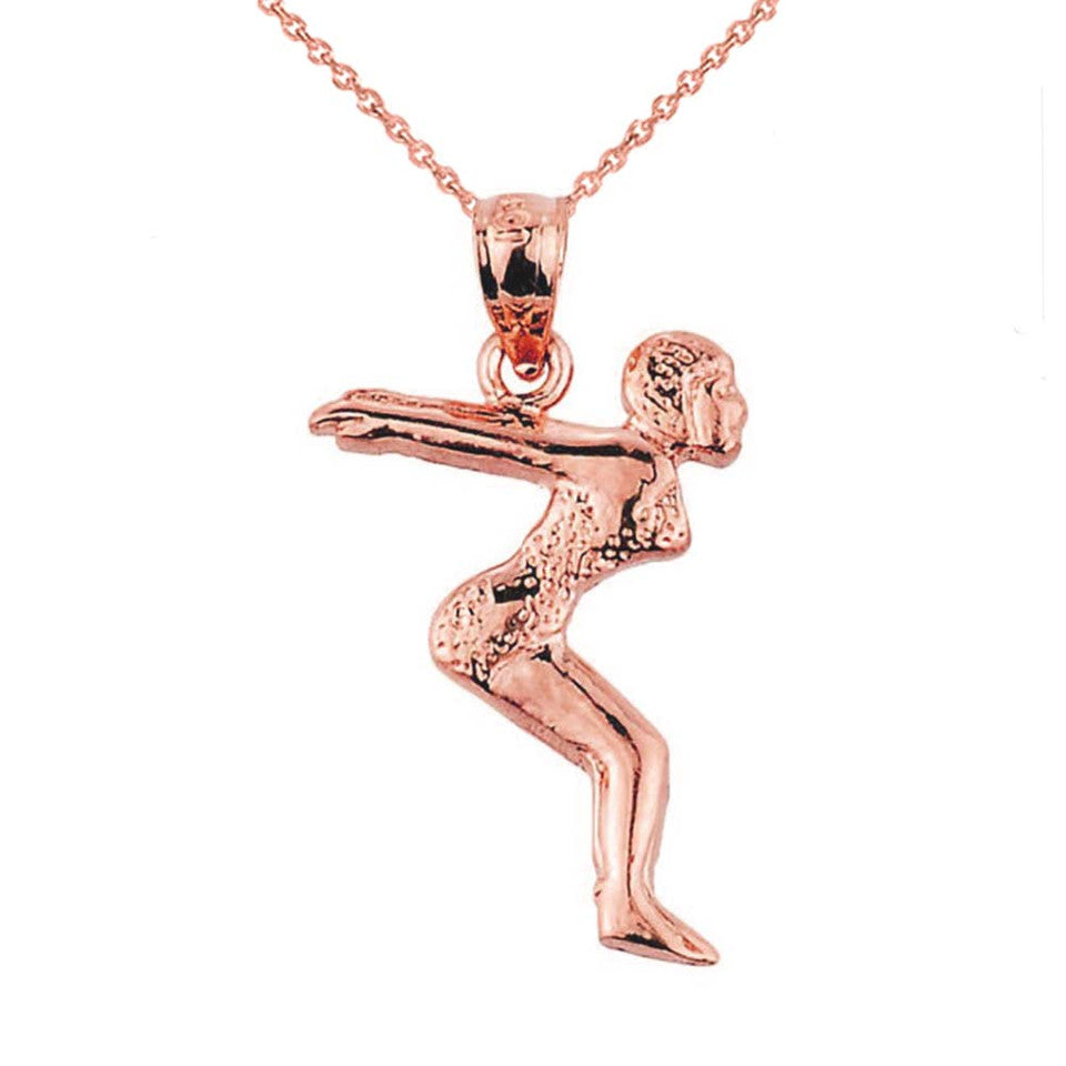 Solid Gold Lady Swimmer/Diver Charm Pendant, view 7