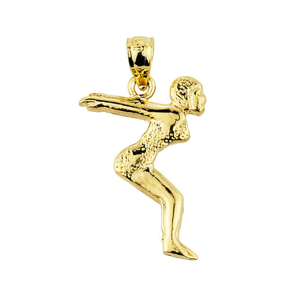 Solid Gold Lady Swimmer/Diver Charm Pendant, view 8