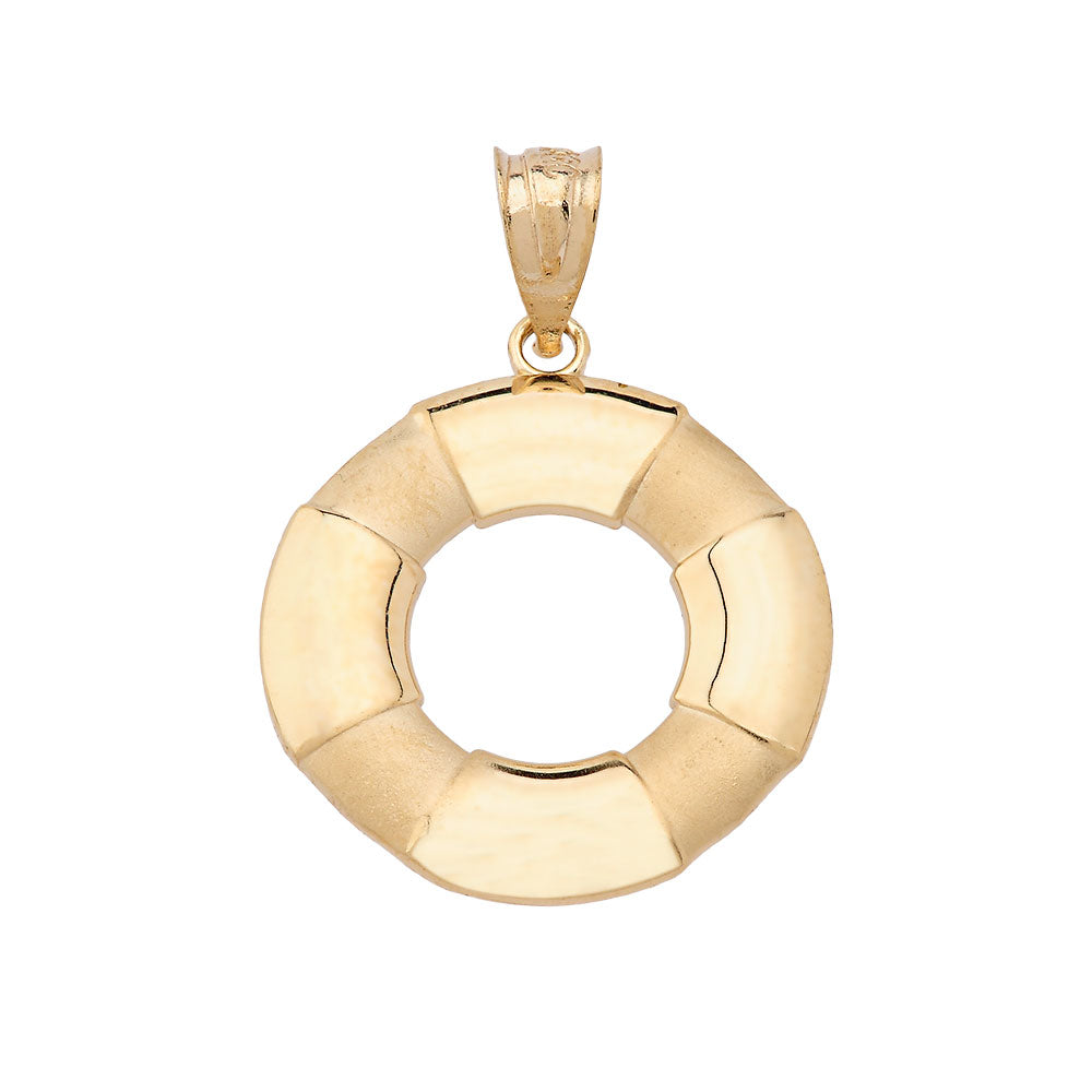 Solid Gold Life Buoy Pendant Necklace, view 2