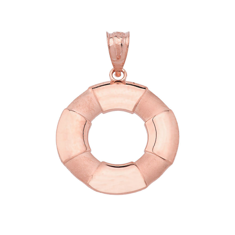 Solid Gold Life Buoy Pendant Necklace, view 3