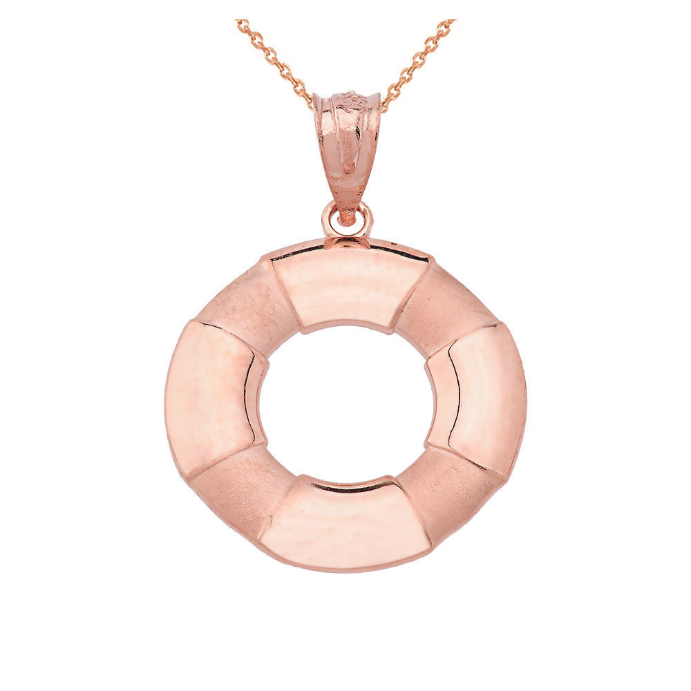 Solid Gold Life Buoy Pendant Necklace, view 5
