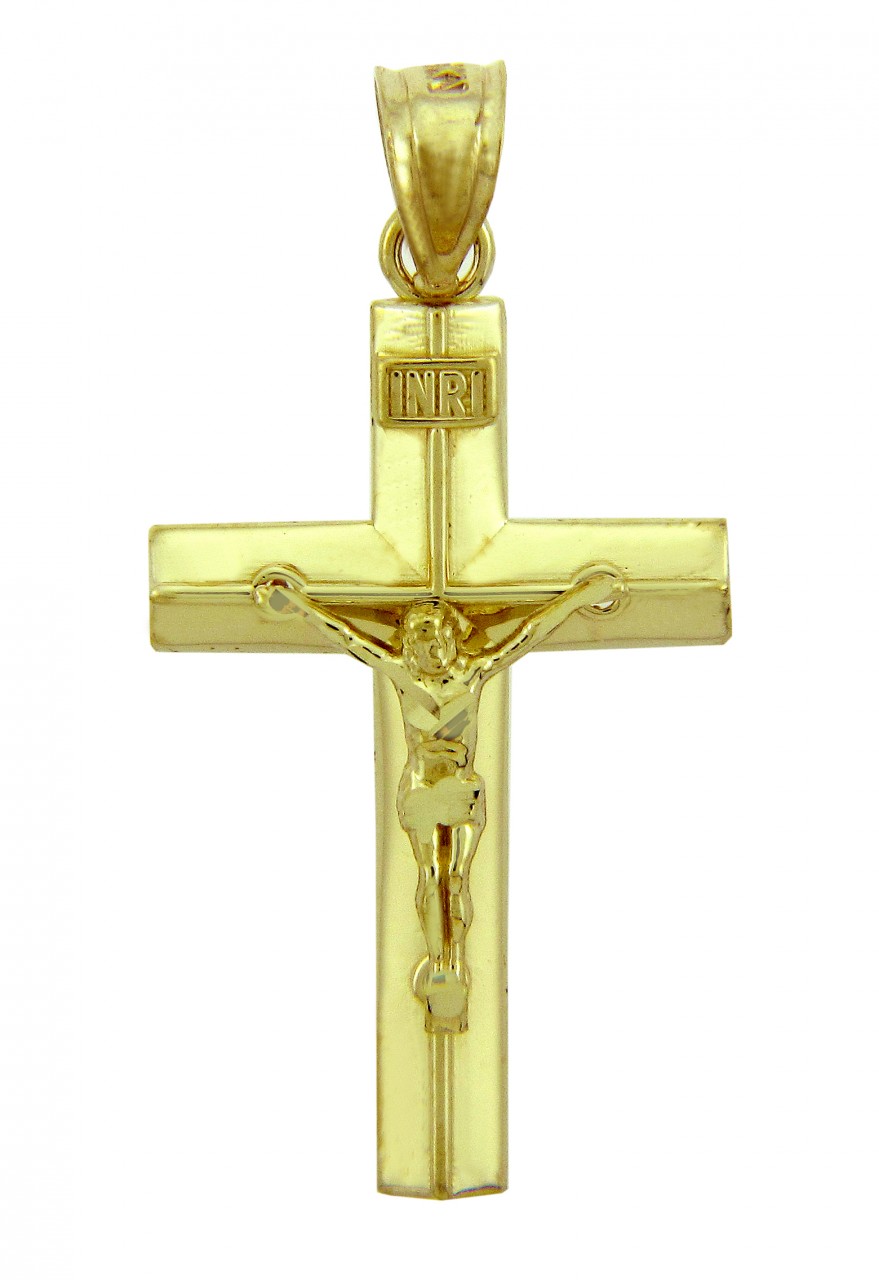 Solid Gold Line Crucifix