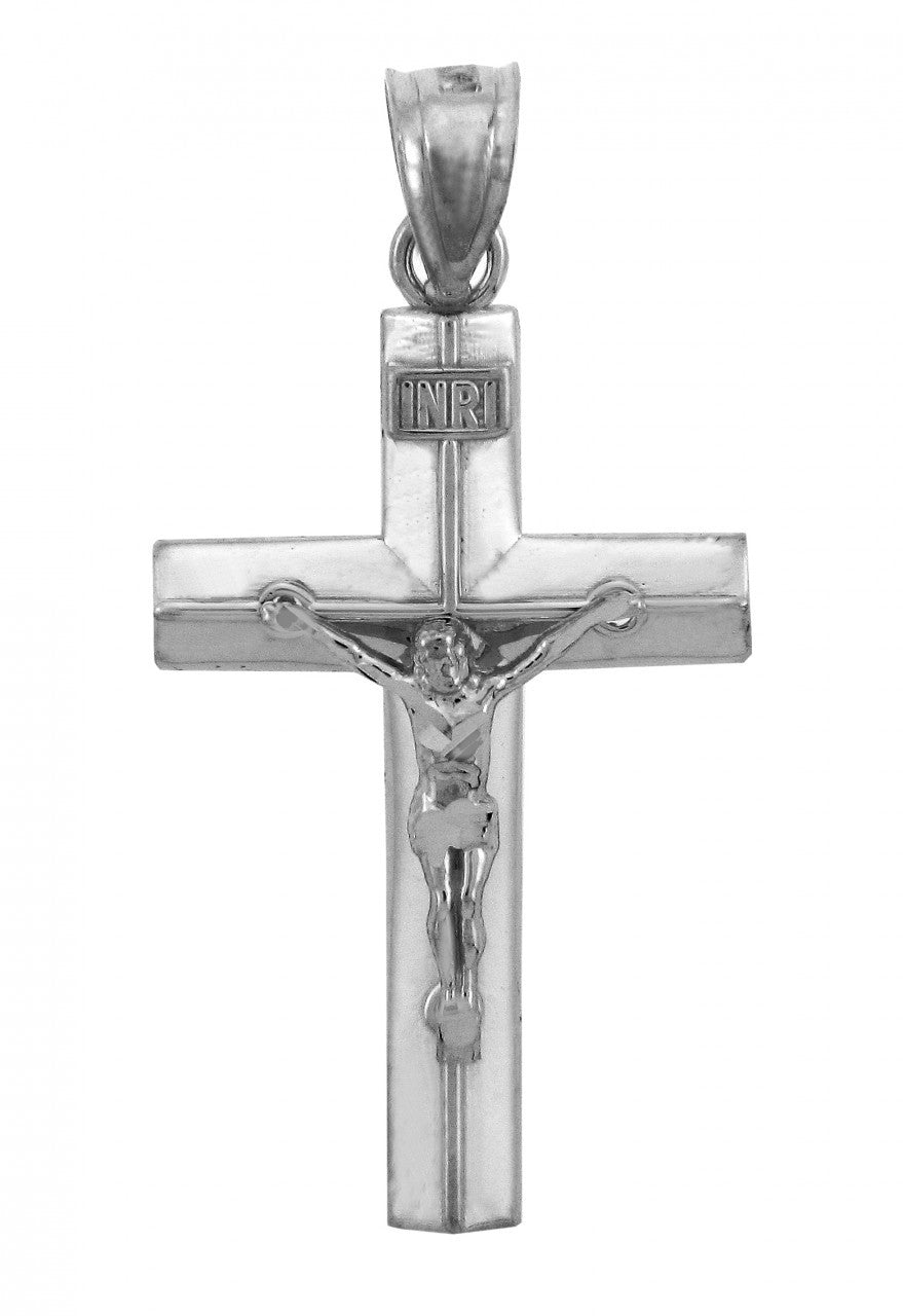 Solid Gold Line Crucifix, view 3