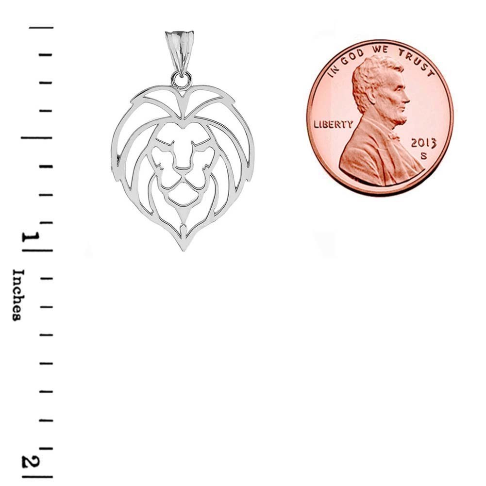 Solid Gold Lion Head Cut Out Pendant Necklace, view 9