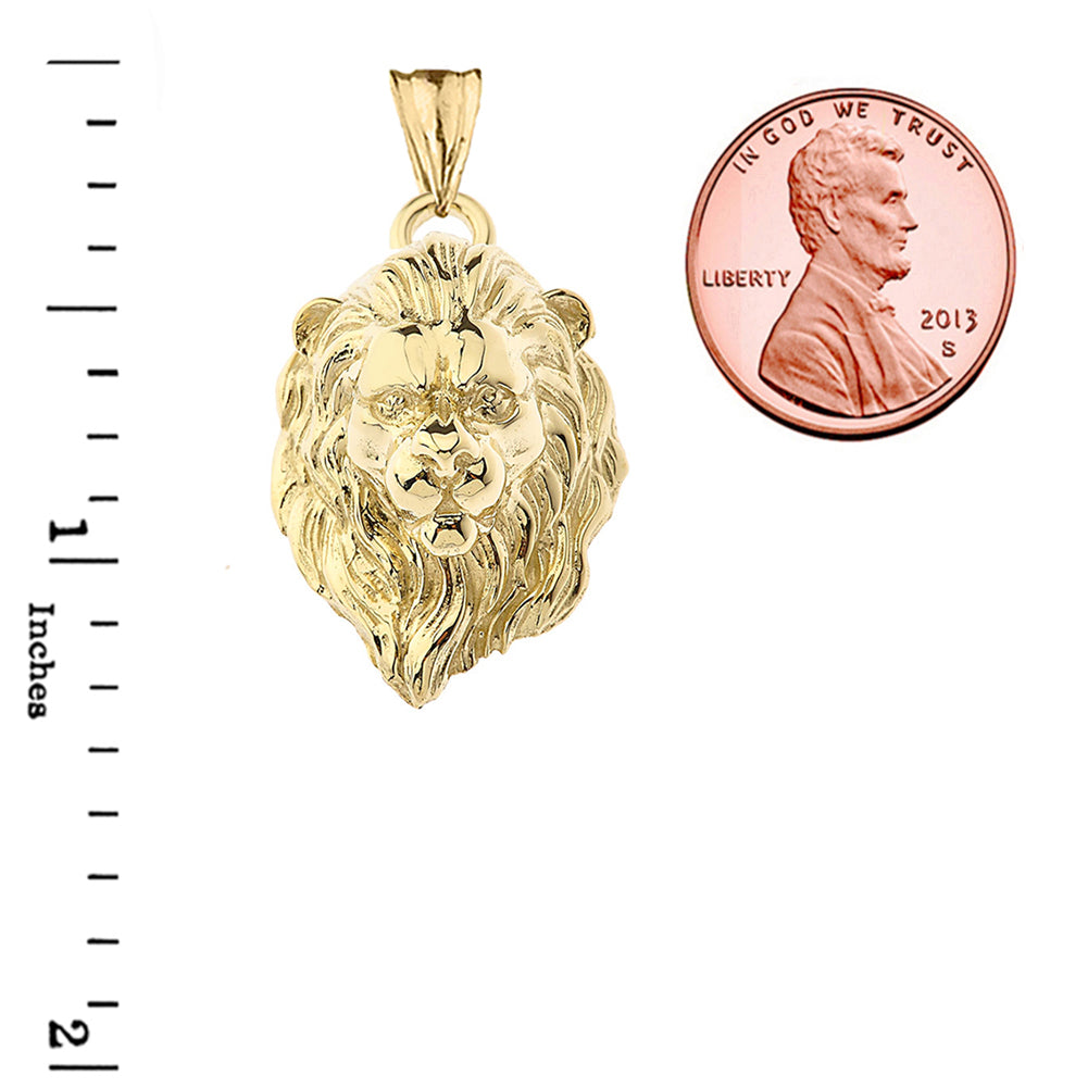 Solid Gold Lion Head Pendant Necklace, view 3