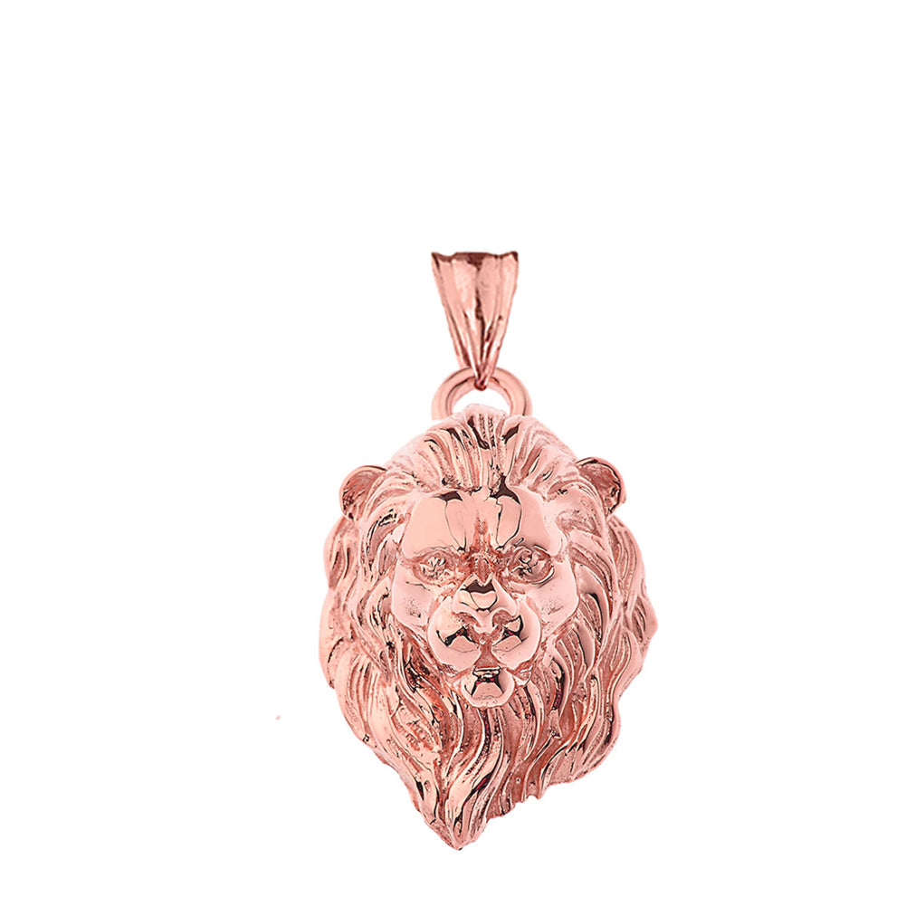 Solid Gold Lion Head Pendant Necklace, view 5