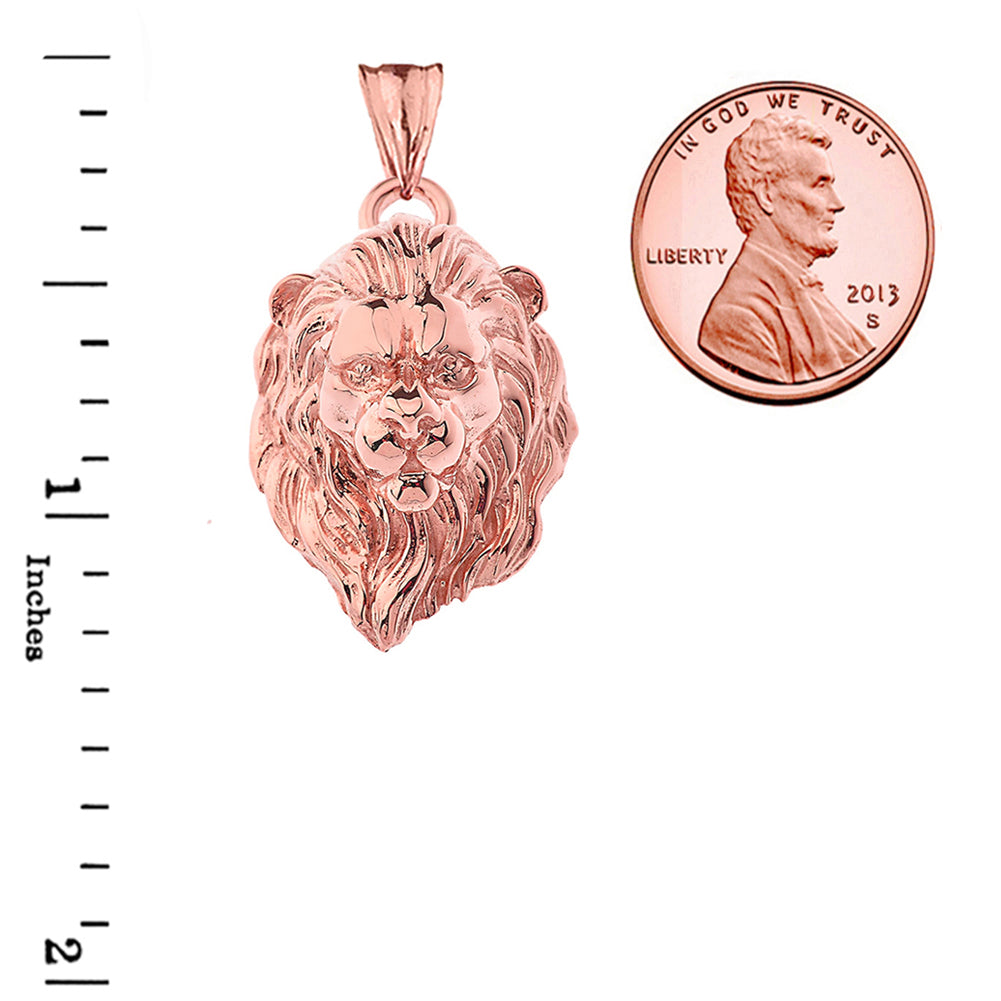 Solid Gold Lion Head Pendant Necklace, view 6