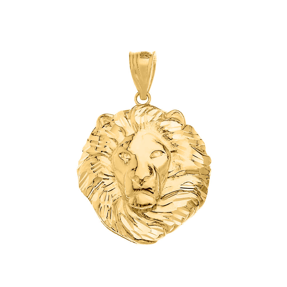 Solid Gold Lion King Head Pendant Necklace 1.31" (Medium), view 3