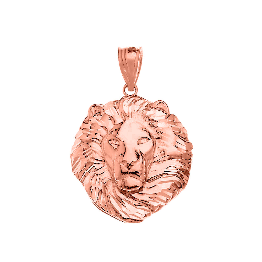 Solid Gold Lion King Head Pendant Necklace 1.31" (Medium), view 6