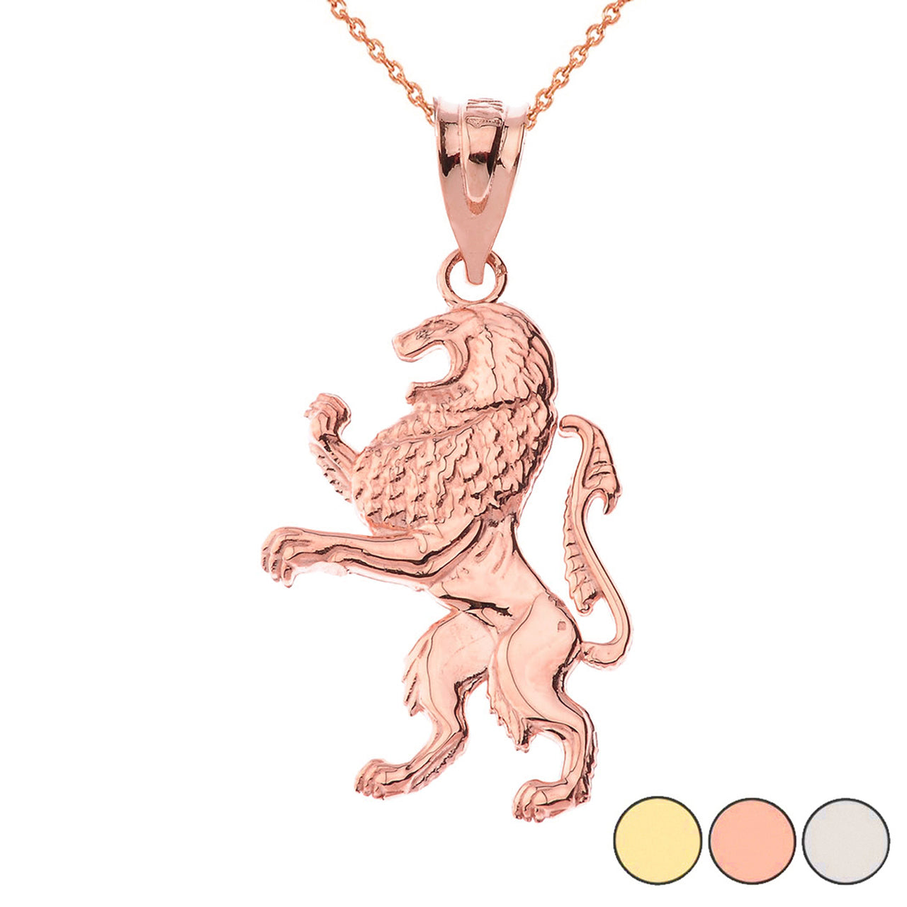 Solid Gold Lion of Judah Pendant Necklace, view 2