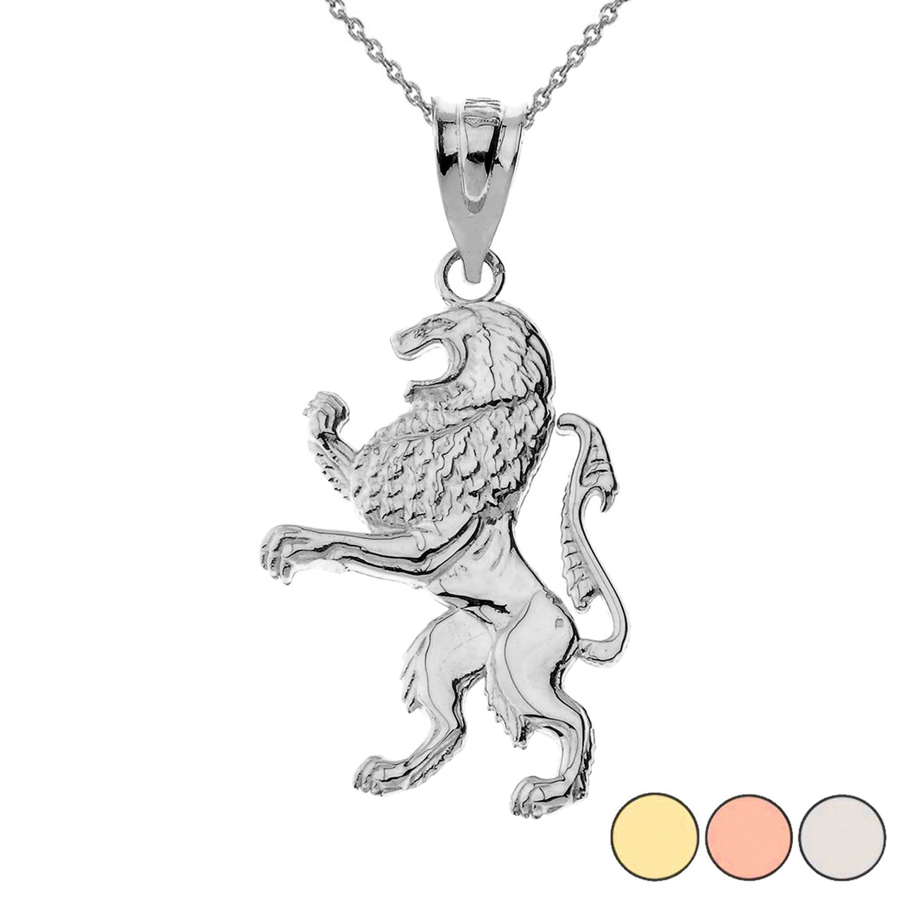 Solid Gold Lion of Judah Pendant Necklace, view 3