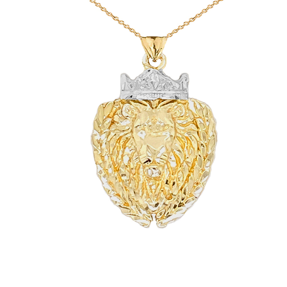 Solid Gold Lion The King Designer Pendant Necklace, view 2