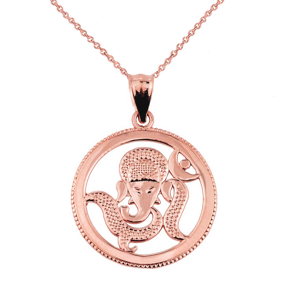 Solid Gold Lord Ganesha Charm Pendant Necklace, view 2
