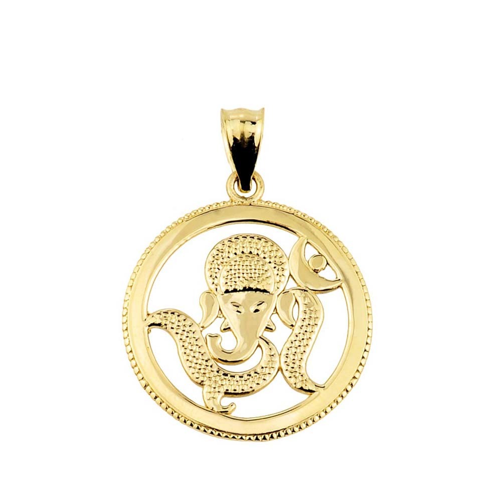 Solid Gold Lord Ganesha Charm Pendant Necklace, view 4