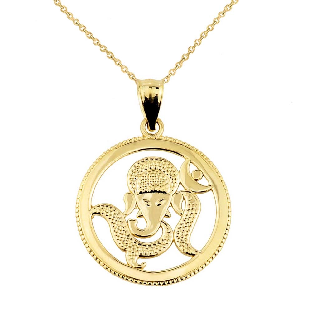 Solid Gold Lord Ganesha Charm Pendant Necklace, view 10