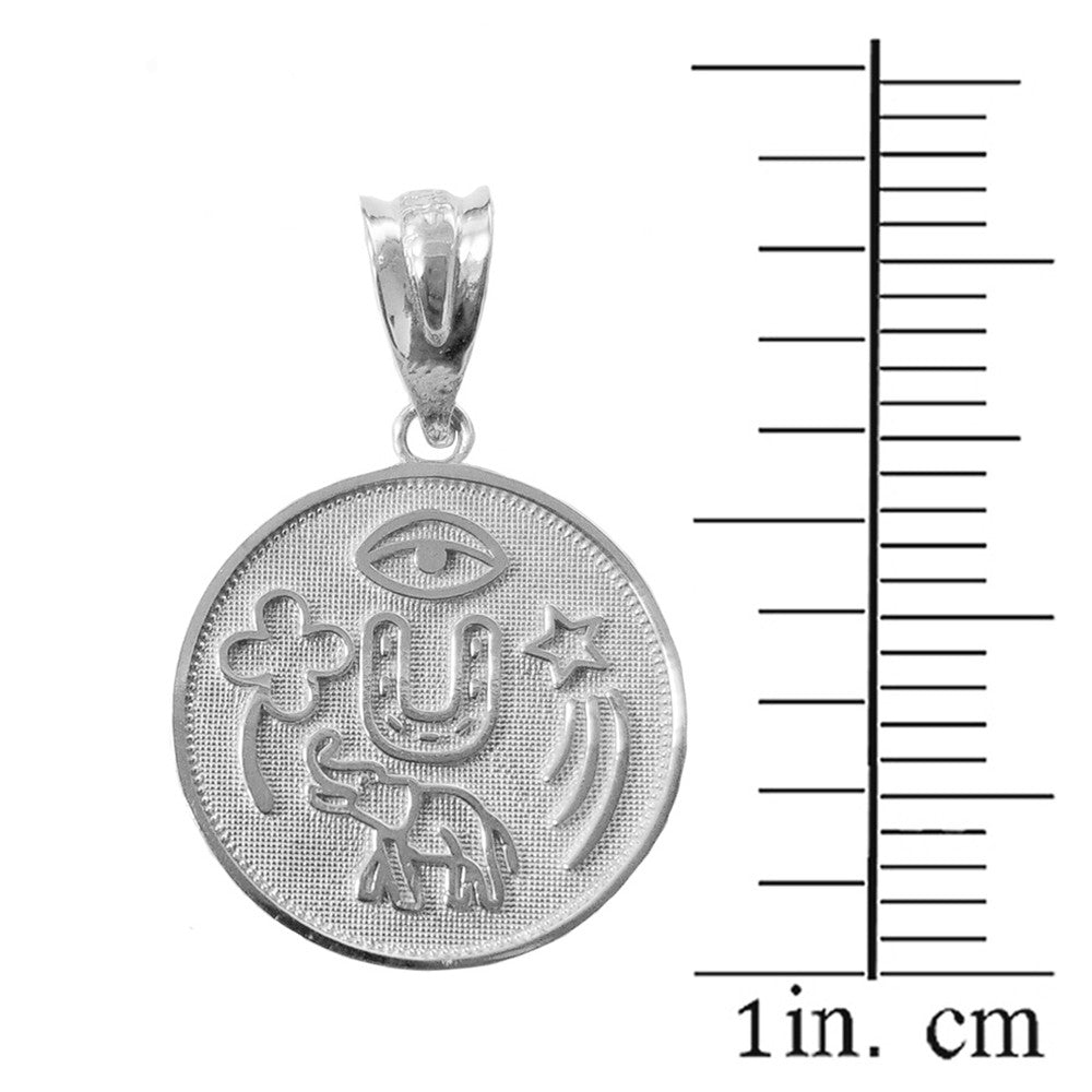 Solid Gold Lucky Charms Amulet Good Luck Disc Medallion Pendant Necklace, view 9