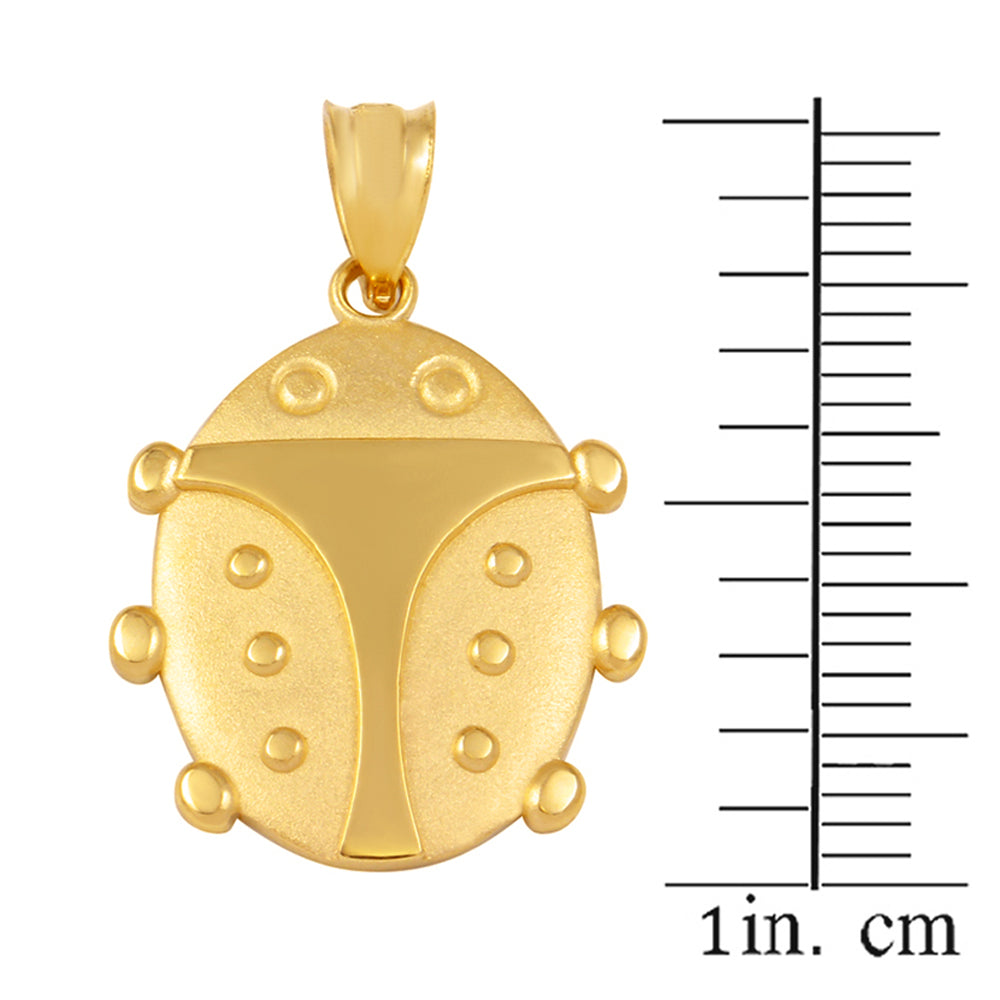 Solid Gold Lucky Ladybug Pendant Necklace, view 3