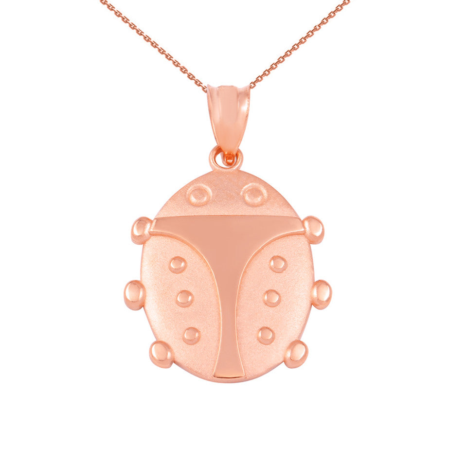 Solid Gold Lucky Ladybug Pendant Necklace, view 6