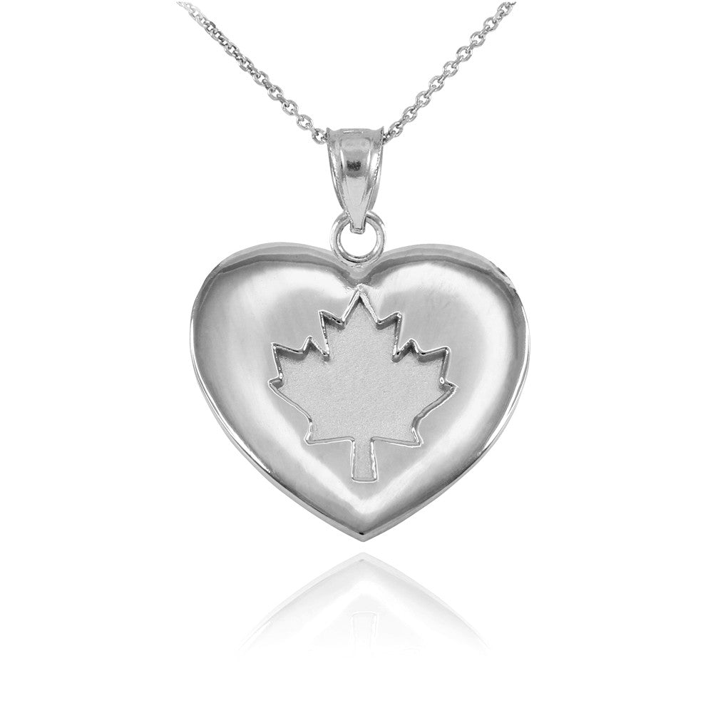 Solid Gold Maple Leaf Heart Pendant Necklace, view 3