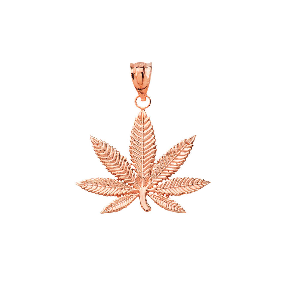 Solid Gold Marijuana Leaf Cannabis Pendant, view 4