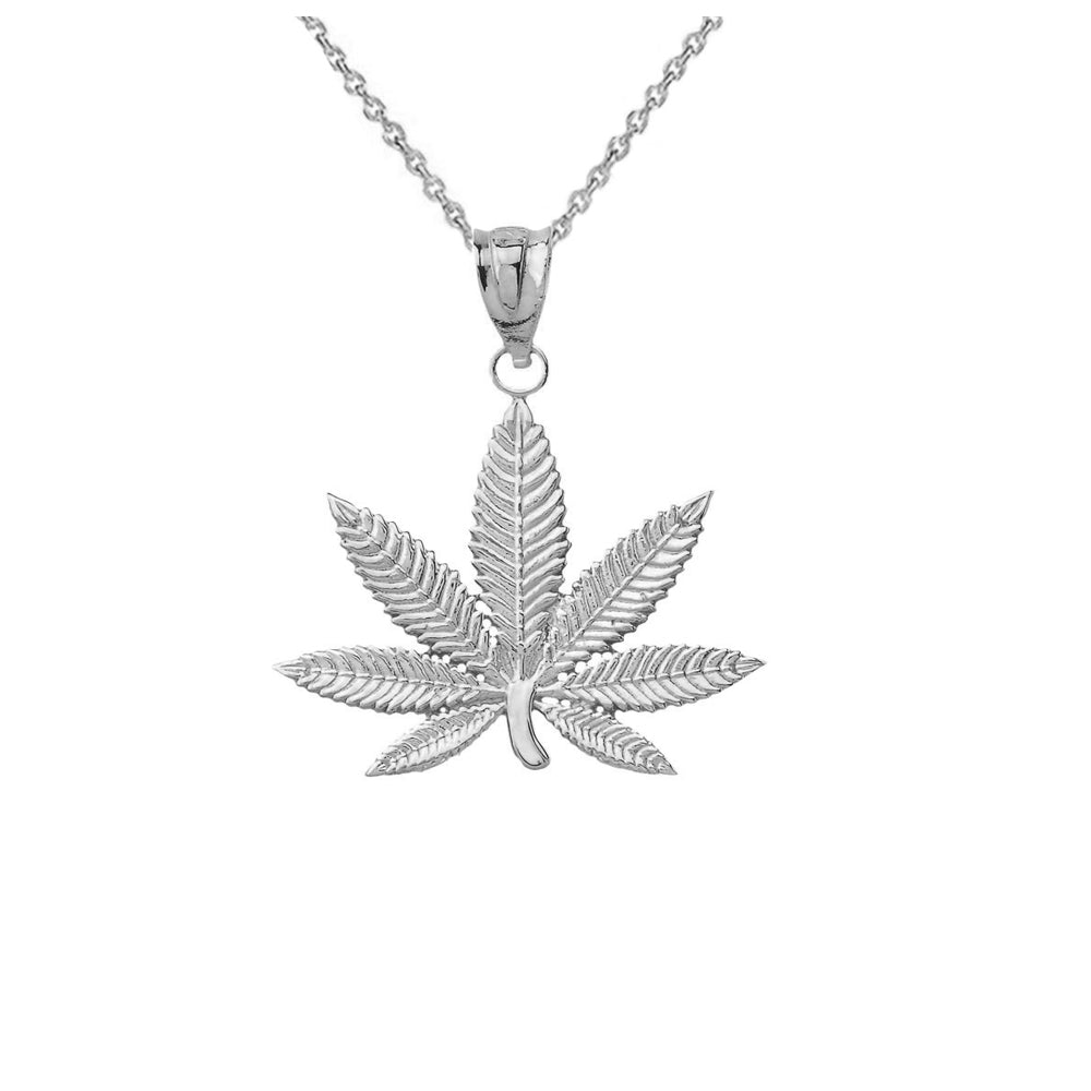 Solid Gold Marijuana Leaf Cannabis Pendant, view 5