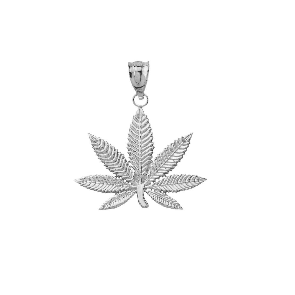 Solid Gold Marijuana Leaf Cannabis Pendant, view 6