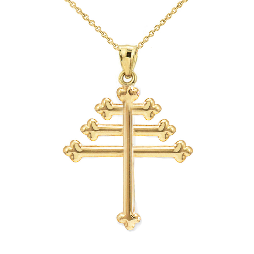 Solid Gold Maronite Cross Pendant
