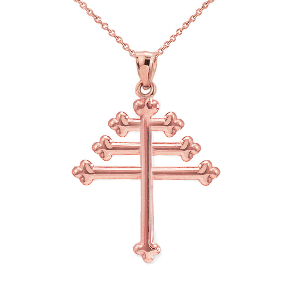 Solid Gold Maronite Cross Pendant, view 3