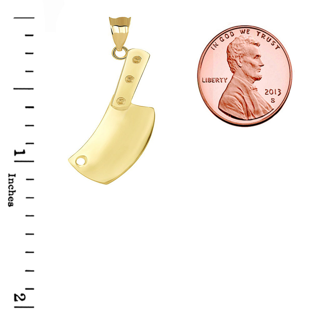 Solid Gold Meat Cleaver Pendant Necklace, view 2