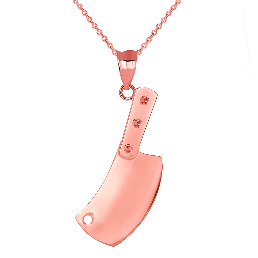 Solid Gold Meat Cleaver Pendant Necklace, view 3