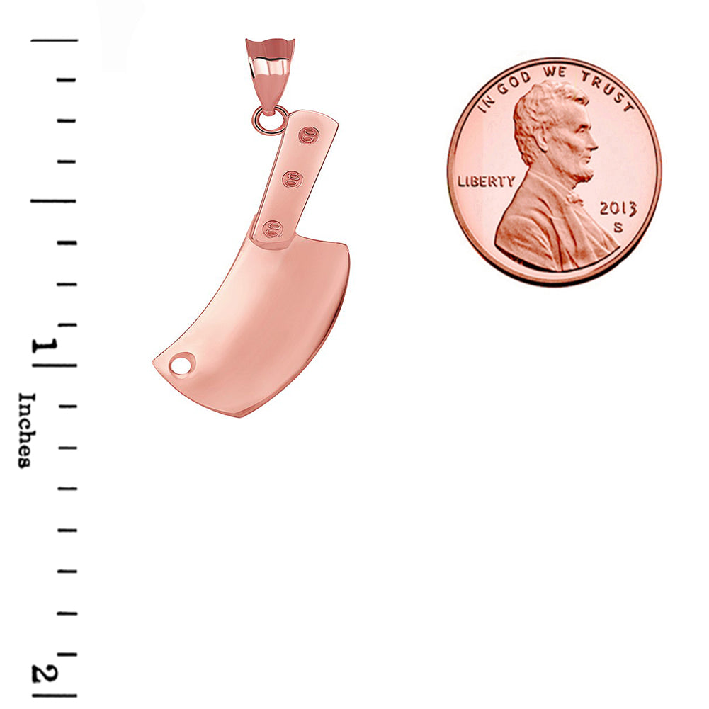 Solid Gold Meat Cleaver Pendant Necklace, view 4