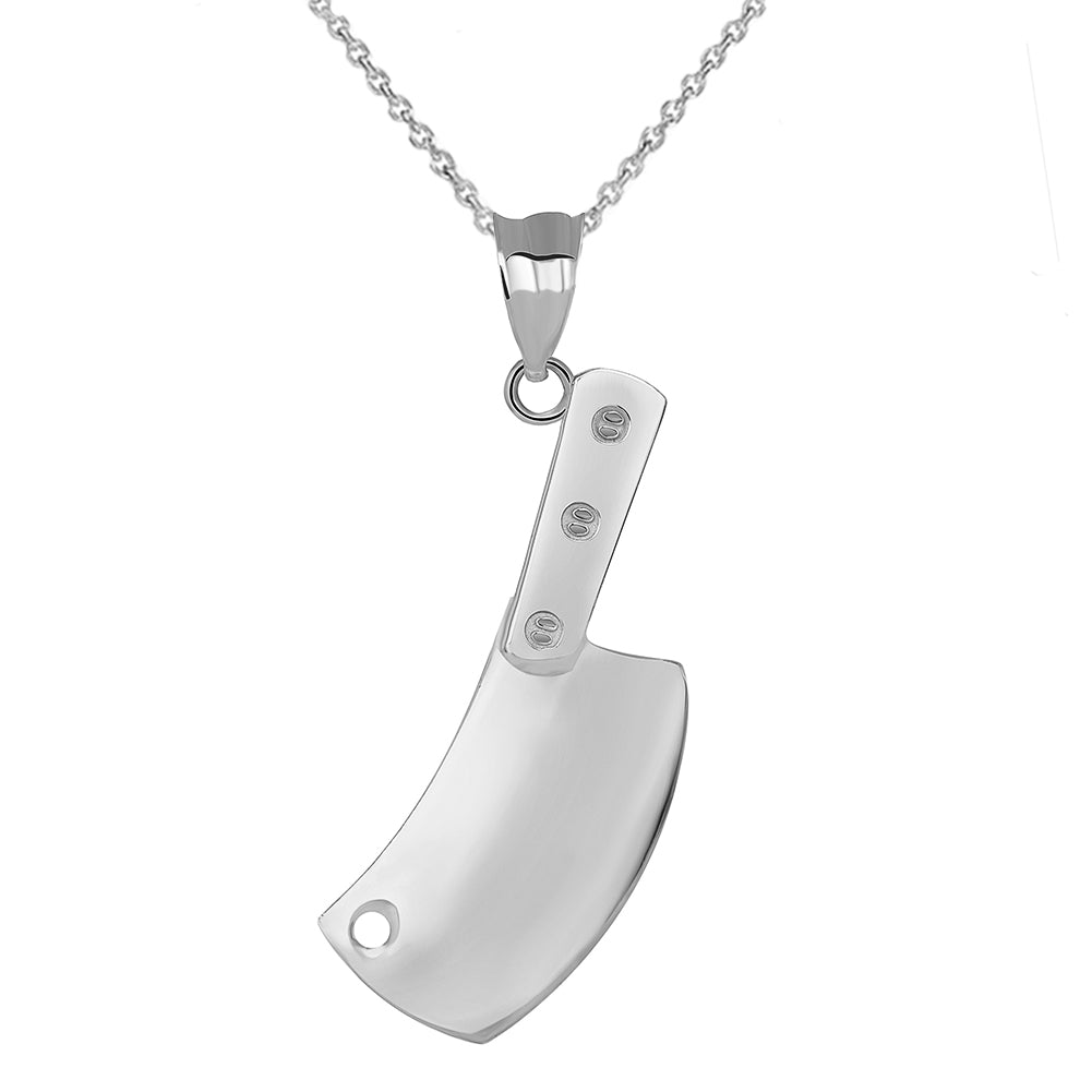 Solid Gold Meat Cleaver Pendant Necklace, view 5