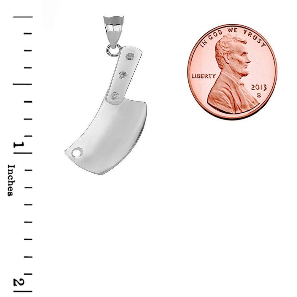 Solid Gold Meat Cleaver Pendant Necklace, view 6