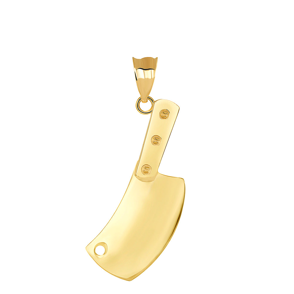 Solid Gold Meat Cleaver Pendant Necklace, view 7