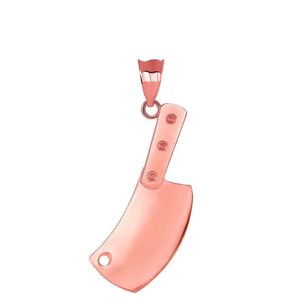 Solid Gold Meat Cleaver Pendant Necklace, view 8