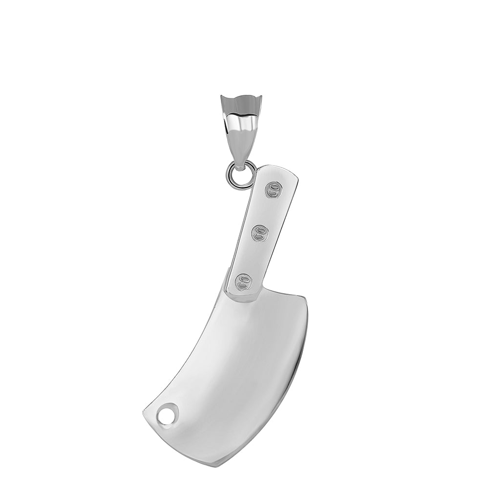 Solid Gold Meat Cleaver Pendant Necklace, view 9
