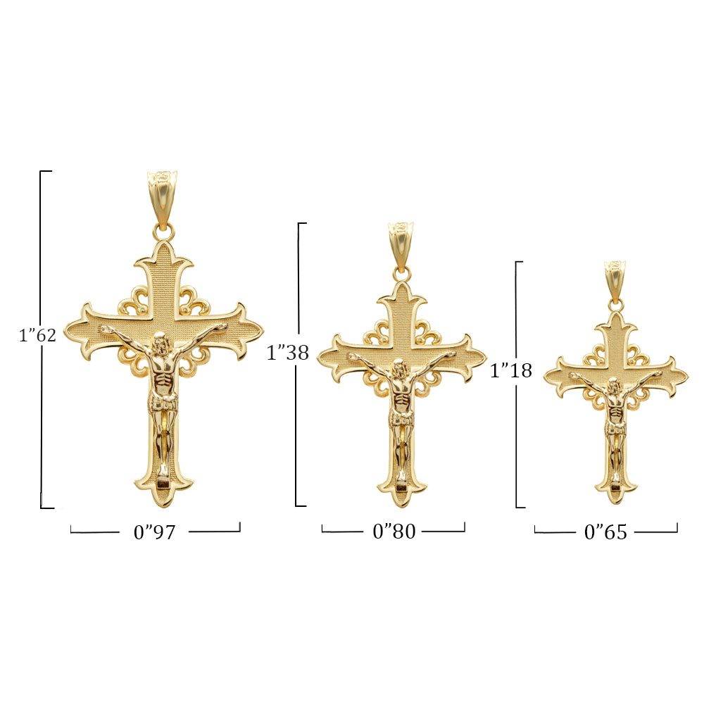 Solid Gold Medieval Crucifix Cross Pendant Necklace, view 2