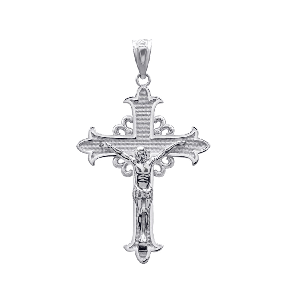 Solid Gold Medieval Crucifix Cross Pendant Necklace, view 6