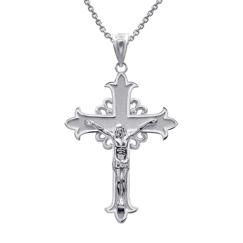 Solid Gold Medieval Crucifix Cross Pendant Necklace, view 10