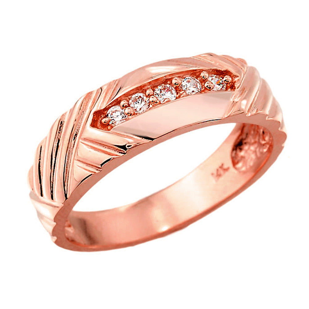 Solid Gold Men's Diamond Wedding Band, view 2