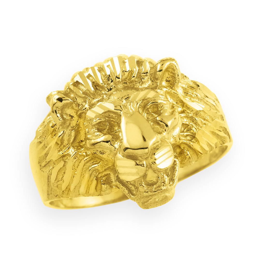 Solid Gold Men's Lion Head Ring